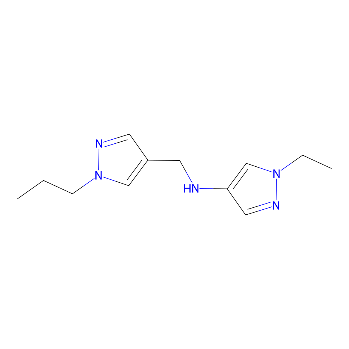 1-ethyl-N-[(1-propyl-1H-pyrazol-4-yl)methyl]-1H-pyrazol-4-amine molecular structure, CAS 1856087-58-5