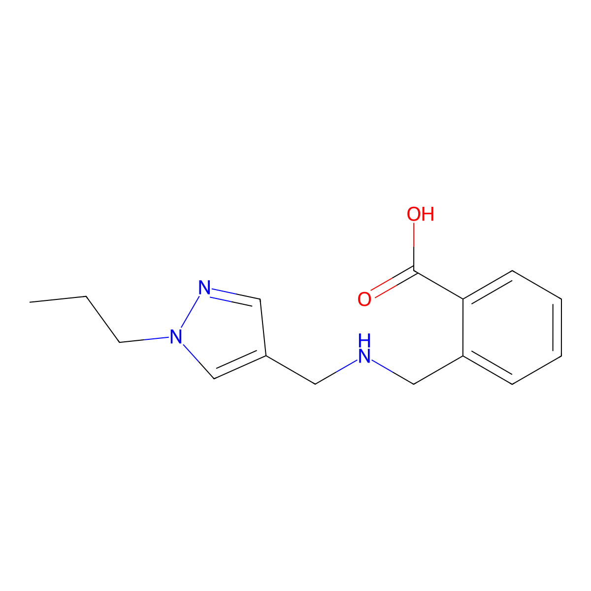 2-({[(1-propyl-1H-pyrazol-4-yl)methyl]amino}methyl)benzoic acid molecular structure, CAS 1856089-50-3
