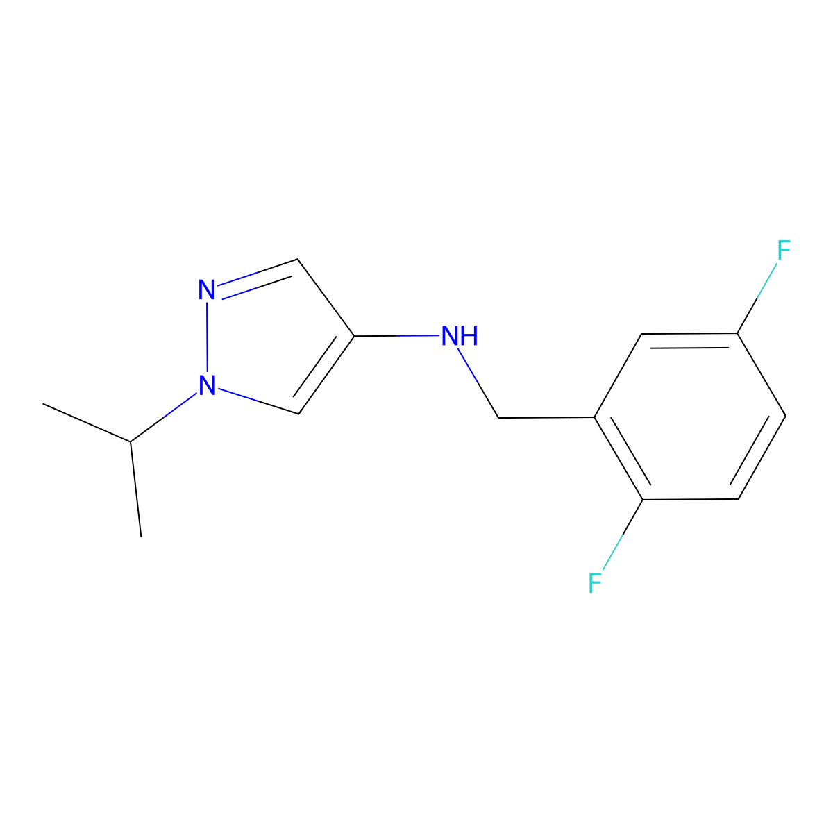 N-[(2,5-difluorophenyl)methyl]-1-(propan-2-yl)-1H-pyrazol-4-amine molecular structure, CAS 1856090-22-6