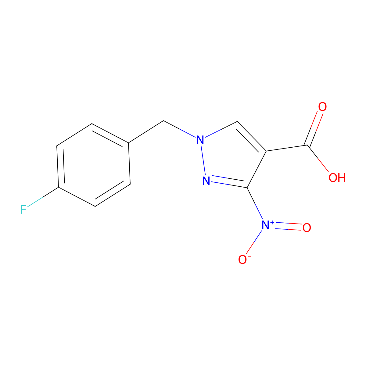 1-(4-fluorobenzyl)-3-nitro-1H-pyrazole-4-carboxylic acid molecular structure, CAS 1856095-10-7