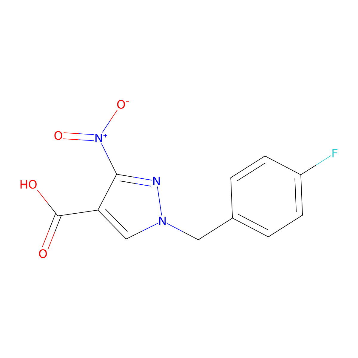 1-(4-fluorobenzyl)-3-nitro-1H-pyrazole-4-carboxylic acid molecular structure, CAS 1856095-10-7