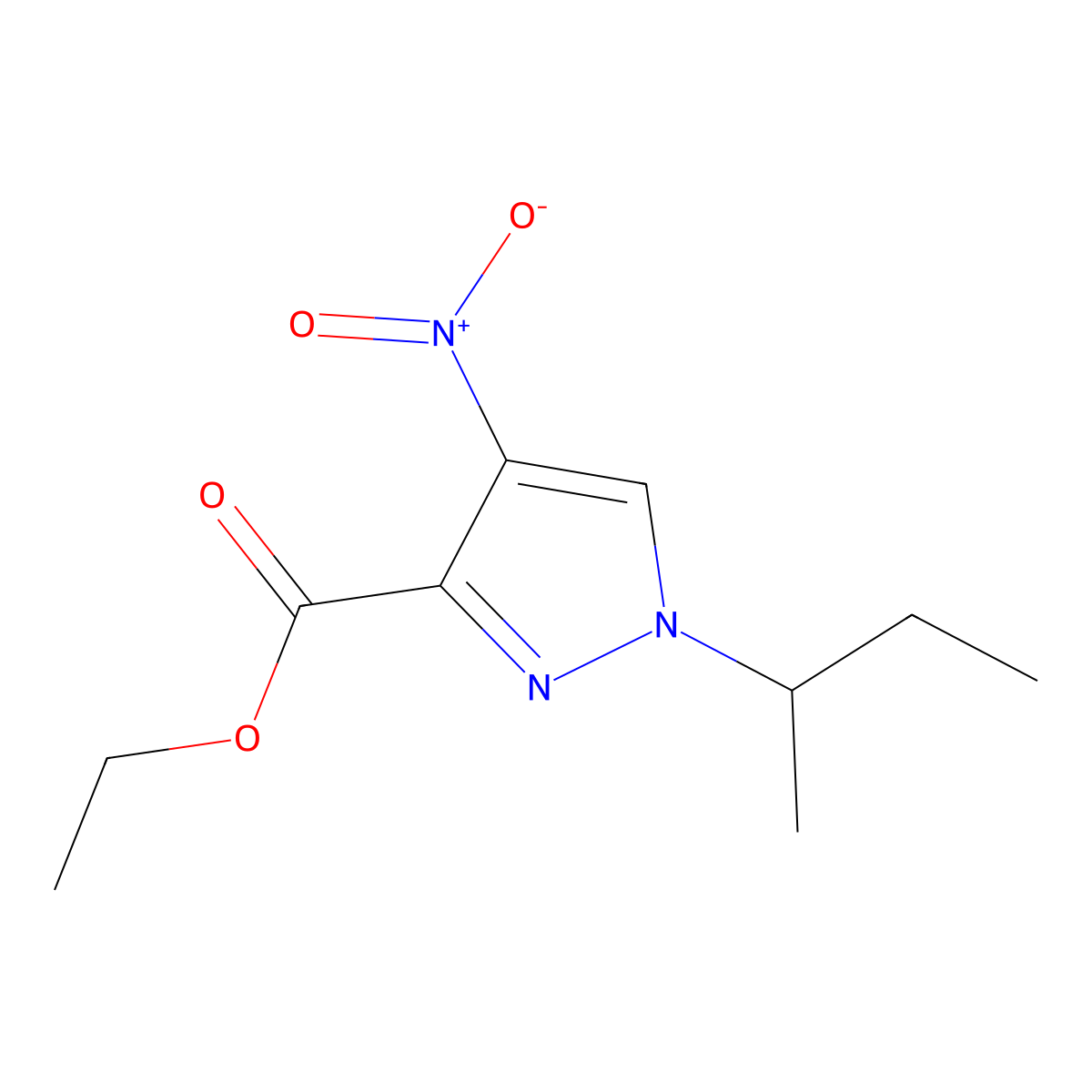 ethyl 1-sec-butyl-4-nitro-1H-pyrazole-3-carboxylate molecular structure, CAS 1856095-37-8