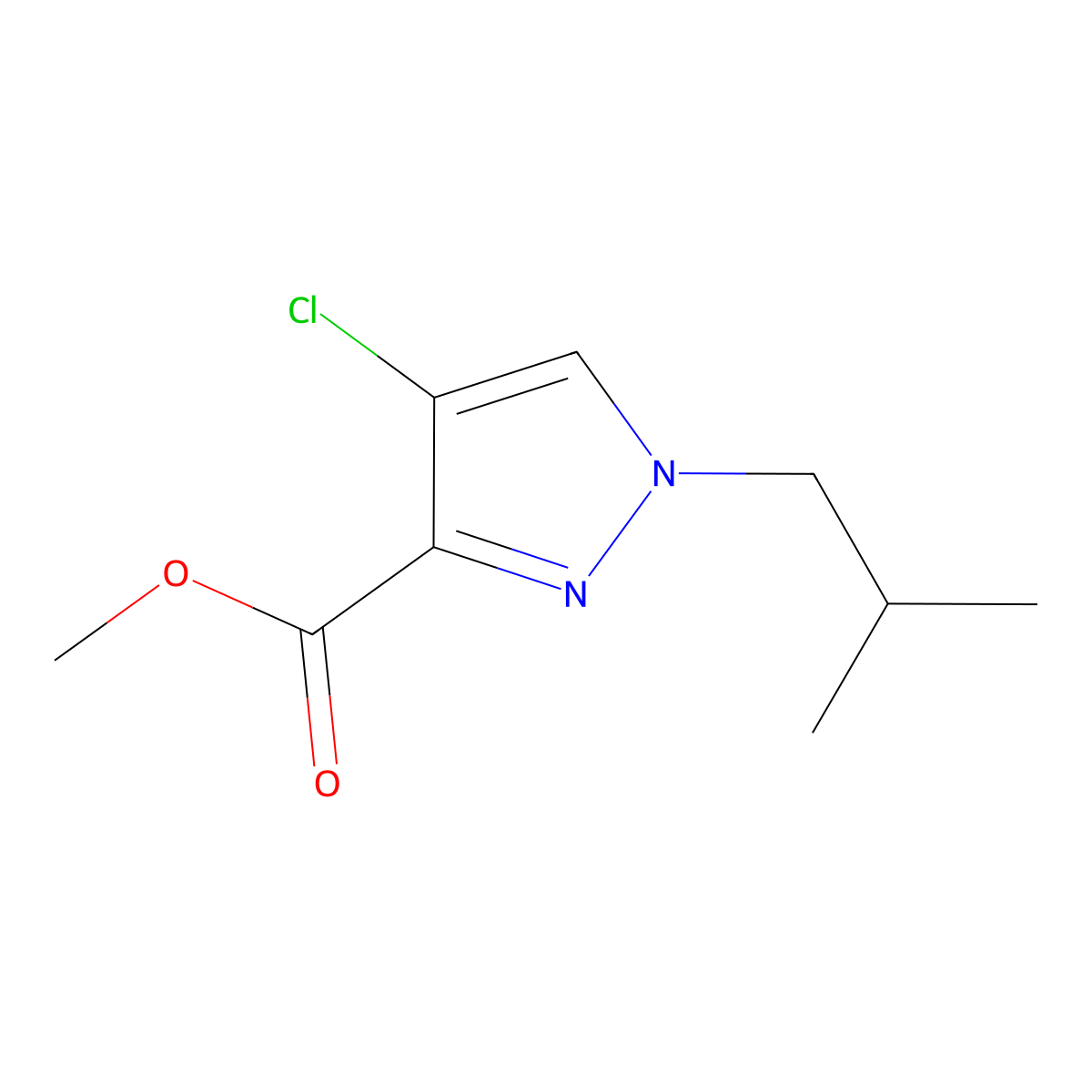 methyl 4-chloro-1-isobutyl-1H-pyrazole-3-carboxylate molecular structure, CAS 1856095-61-8