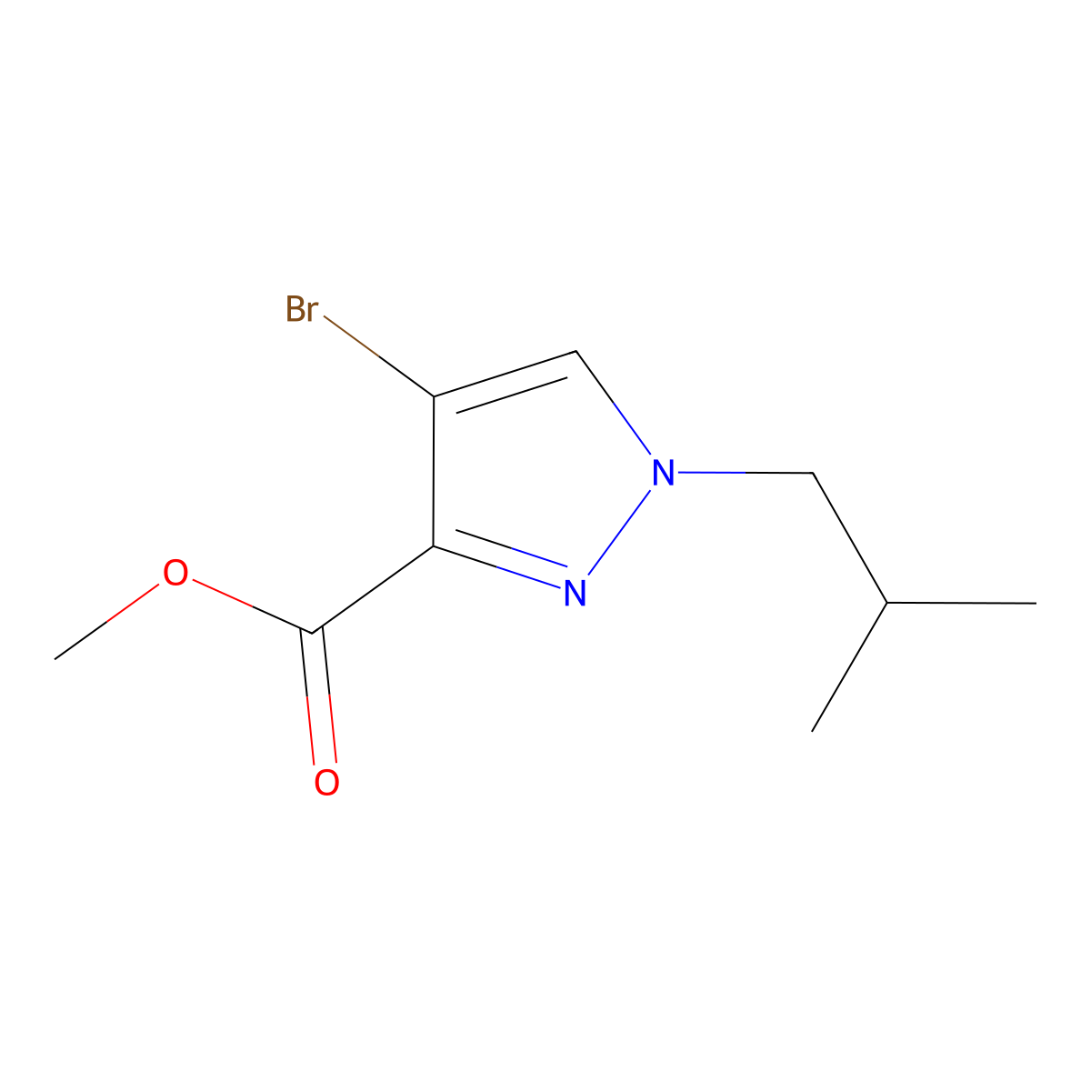 methyl 4-bromo-1-isobutyl-1H-pyrazole-3-carboxylate molecular structure, CAS 1856095-78-7