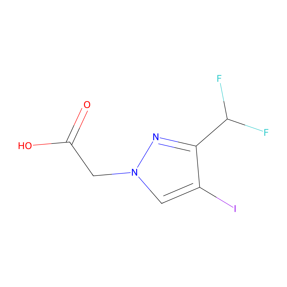 [3-(difluoromethyl)-4-iodo-1H-pyrazol-1-yl]acetic acid molecular structure, CAS 1856096-35-9
