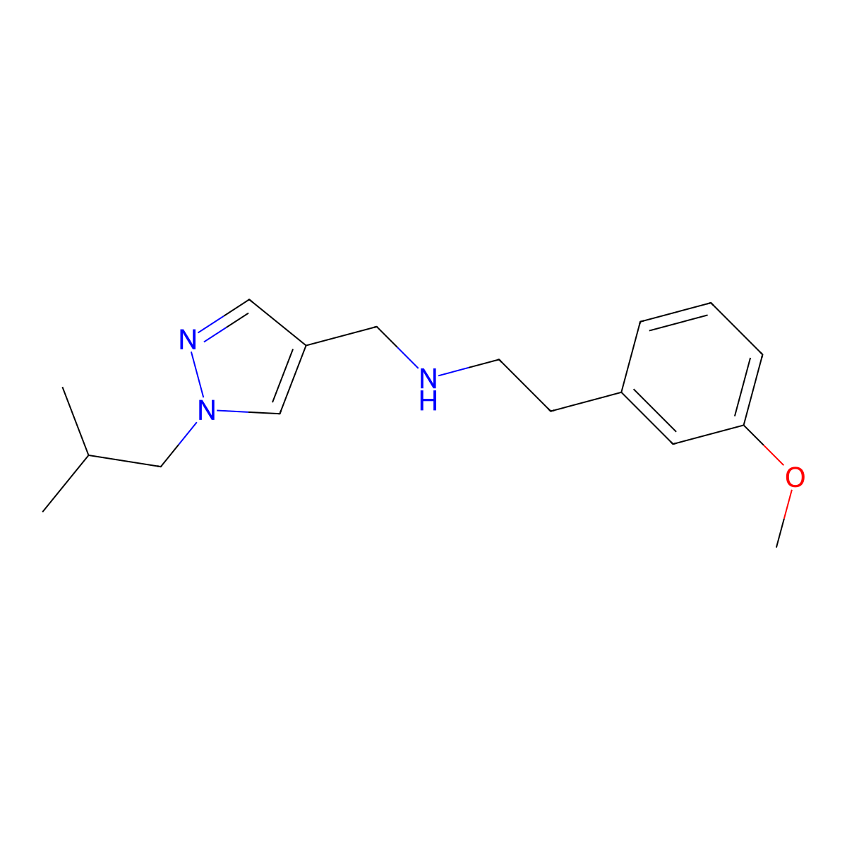 [2-(3-methoxyphenyl)ethyl]({[1-(2-methylpropyl)-1H-pyrazol-4-yl]methyl})amine molecular structure, CAS 1856099-10-9