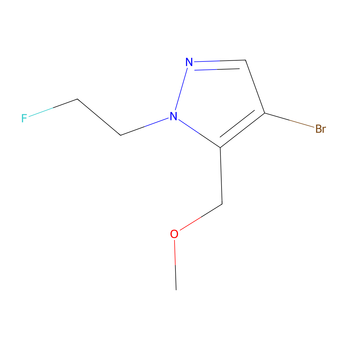 4-bromo-1-(2-fluoroethyl)-5-(methoxymethyl)-1H-pyrazole molecular structure, CAS 1856099-37-0