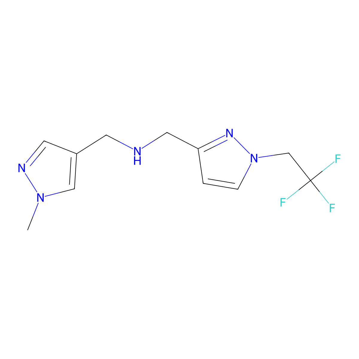 [(1-methyl-1H-pyrazol-4-yl)methyl]({[1-(2,2,2-trifluoroethyl)-1H-pyrazol-3-yl]methyl})amine molecular structure, CAS 1856099-80-3