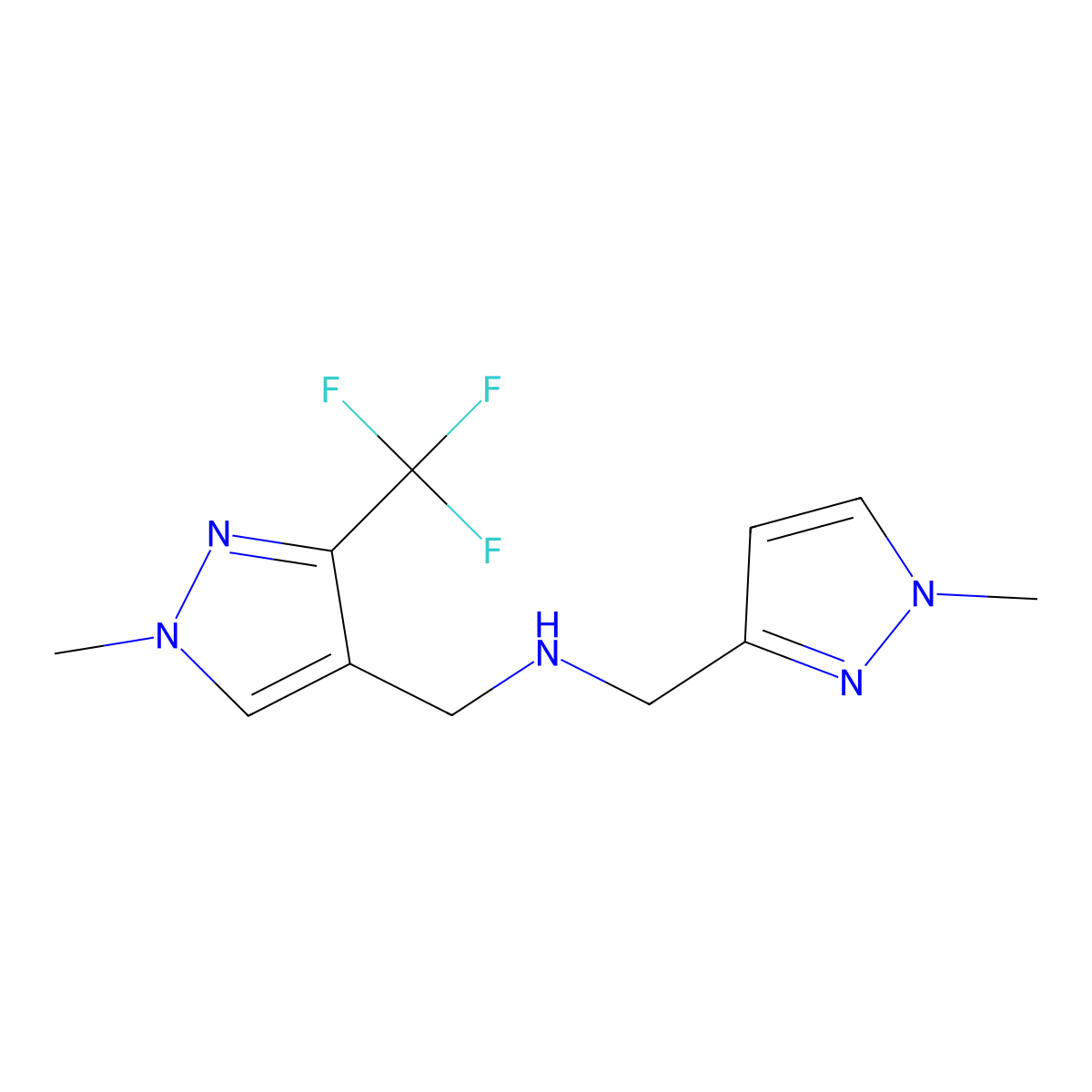 [(1-methyl-1H-pyrazol-3-yl)methyl]({[1-methyl-3-(trifluoromethyl)-1H-pyrazol-4-yl]methyl})amine molecular structure, CAS 1856100-91-8