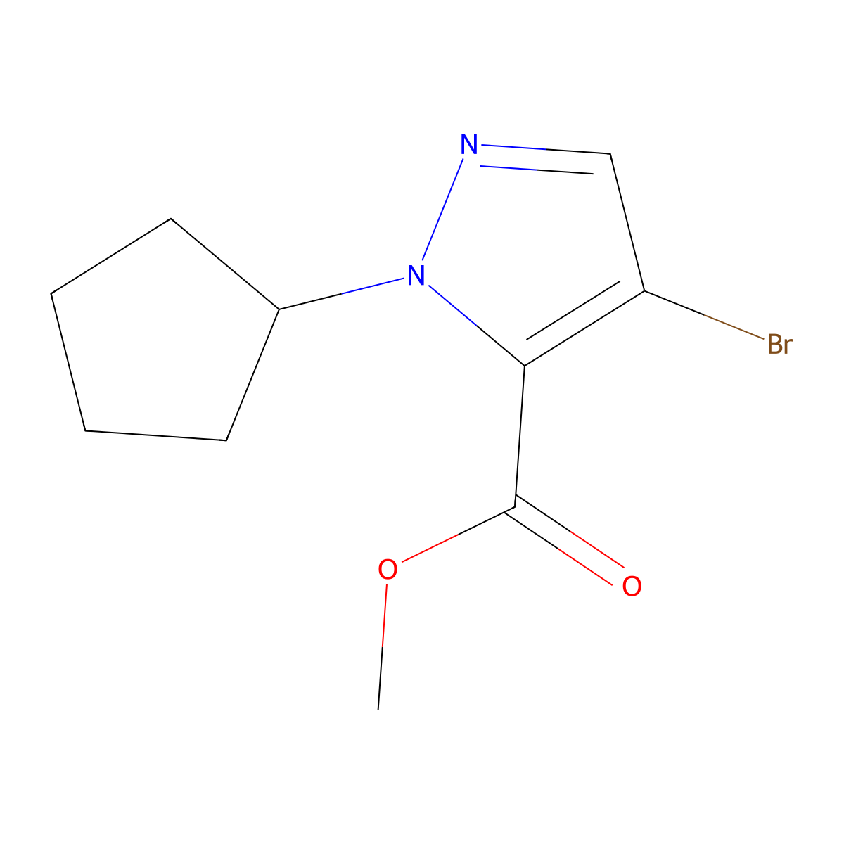 methyl 4-bromo-1-cyclopentyl-1H-pyrazole-5-carboxylate molecular structure, CAS 1856102-34-5
