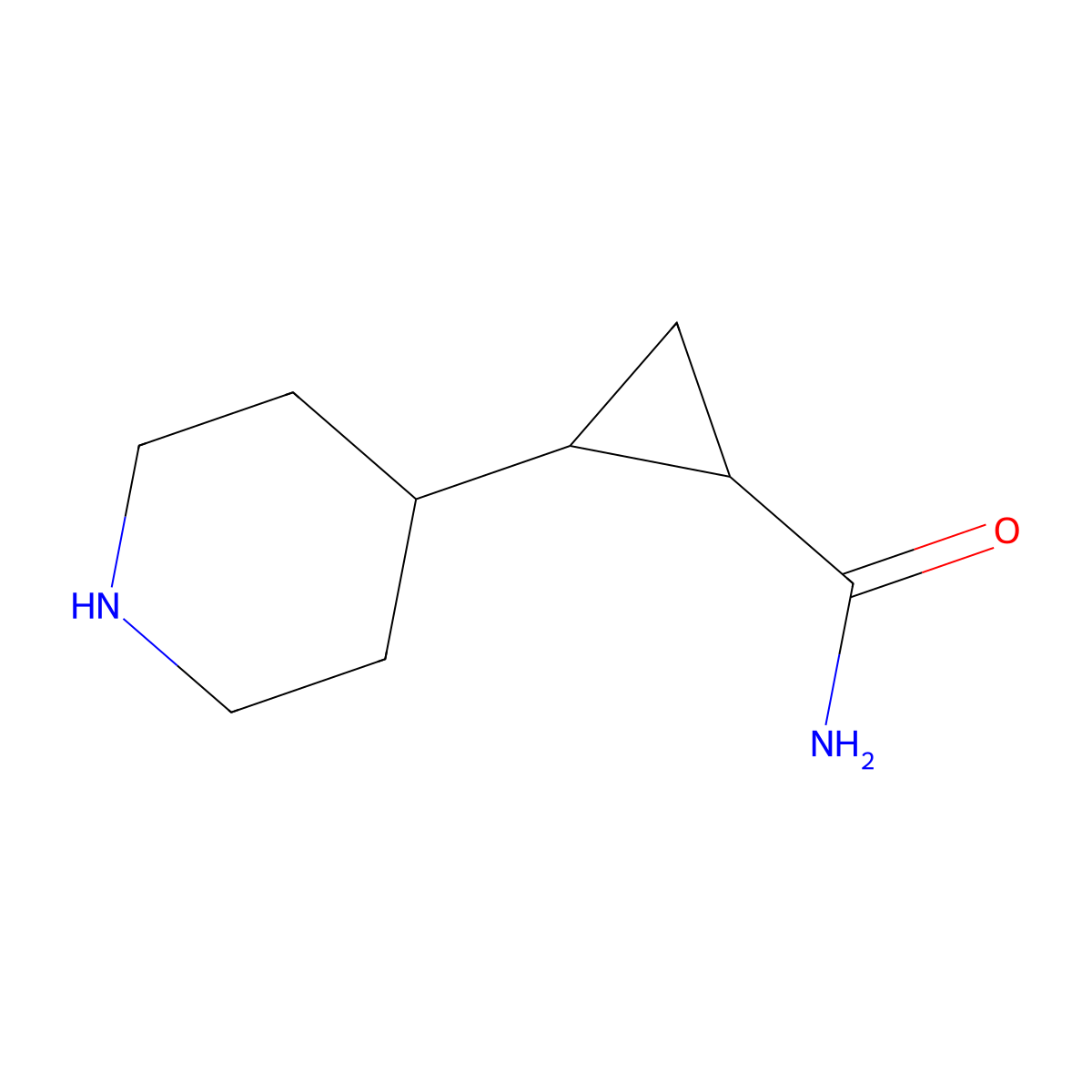 2-(Piperidin-4-yl)cyclopropane-1-carboxamide molecular structure, CAS 1856210-75-7