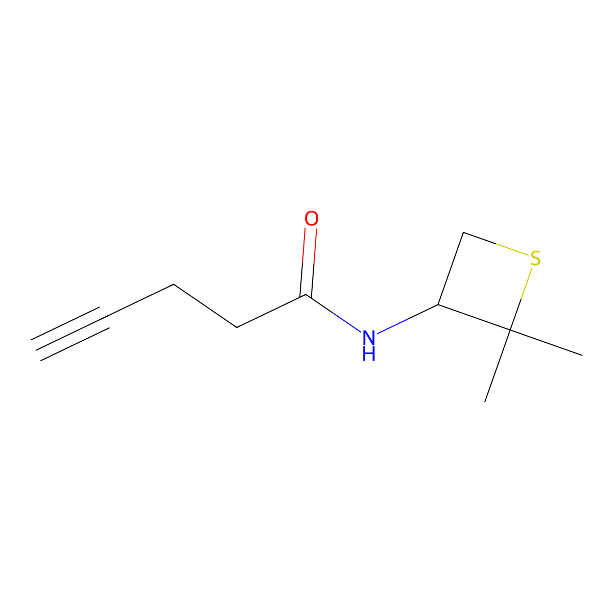 N-(2,2-Dimethylthietan-3-yl)pent-4-ynamide molecular structure, CAS 1856244-92-2