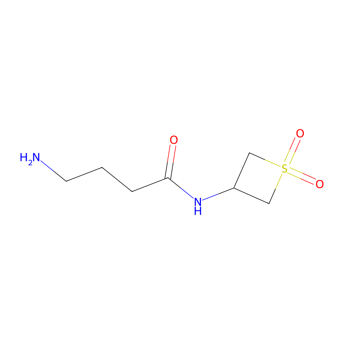 4-Amino-N-(1,1-dioxidothietan-3-yl)butanamide molecular structure, CAS 1856281-13-4