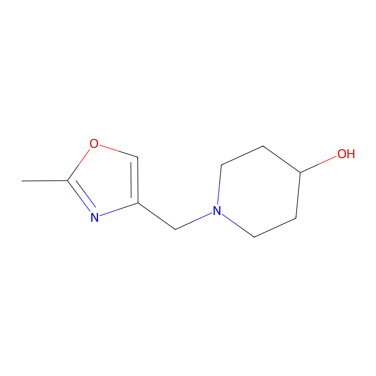 1-[(2-Methyl-1,3-oxazol-4-yl)methyl]piperidin-4-ol molecular structure, CAS 1856283-58-3