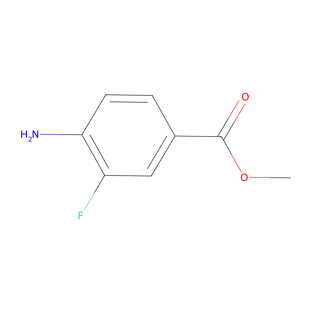 Methyl 4-amino-3-fluorobenzoate molecular structure, CAS 185629-32-7