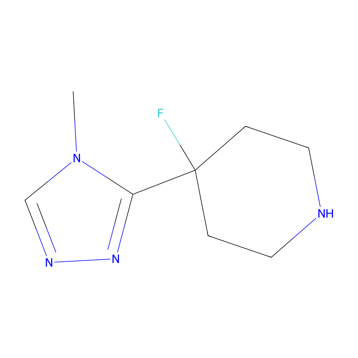 4-Fluoro-4-(4-methyl-4H-1,2,4-triazol-3-YL)piperidine molecular structure, CAS 1856297-45-4