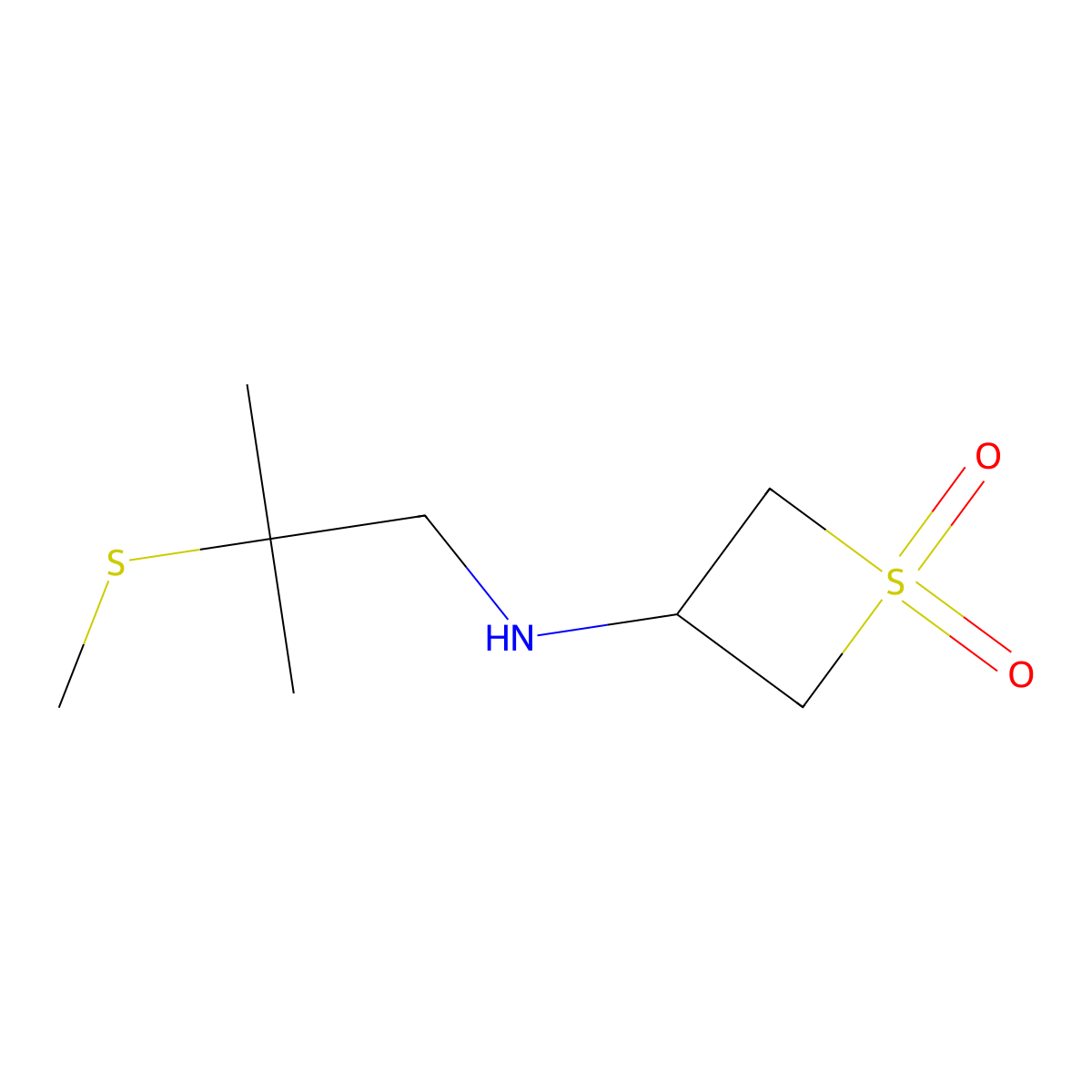 3-((2-Methyl-2-(methylthio)propyl)amino)thietane 1,1-dioxide molecular structure, CAS 1856353-31-5