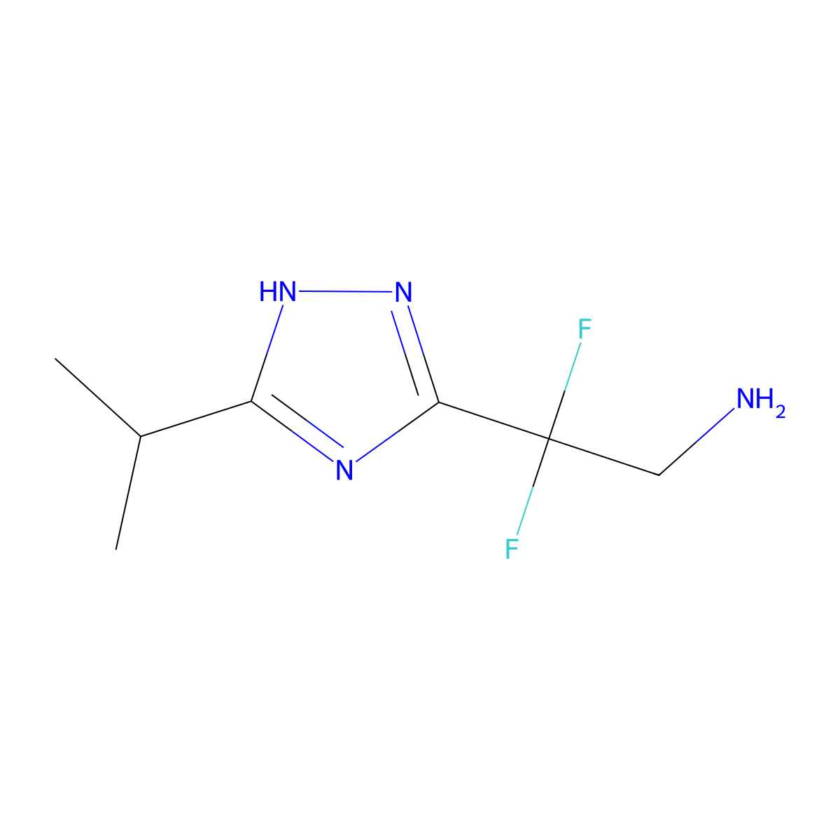 2,2-difluoro-2-[5-(propan-2-yl)-1H-1,2,4-triazol-3-yl]ethan-1-amine molecular structure, CAS 1856388-45-8