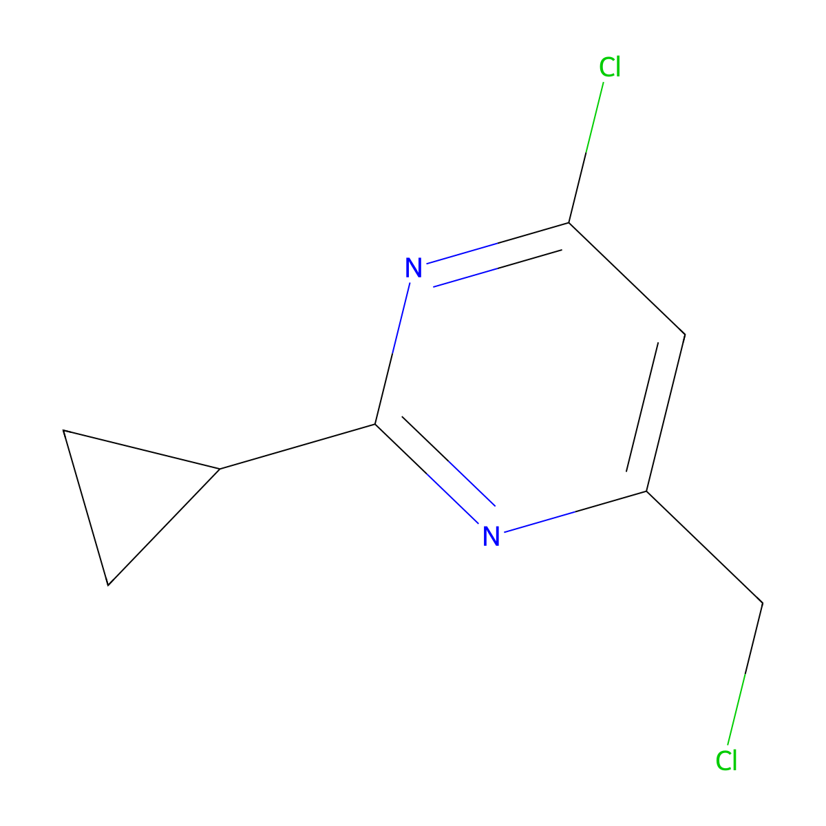 4-Chloro-6-(chloromethyl)-2-cyclopropylpyrimidine molecular structure, CAS 1856510-01-4