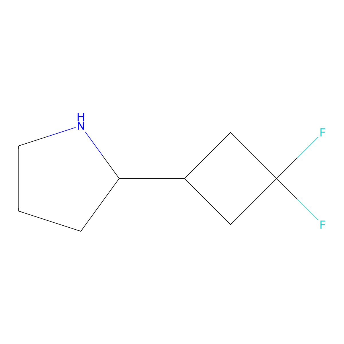2-(3,3-Difluorocyclobutyl)pyrrolidine molecular structure, CAS 1856595-19-1