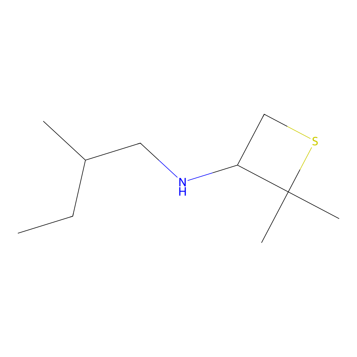 2,2-Dimethyl-N-(2-methylbutyl)thietan-3-amine molecular structure, CAS 1856607-06-1