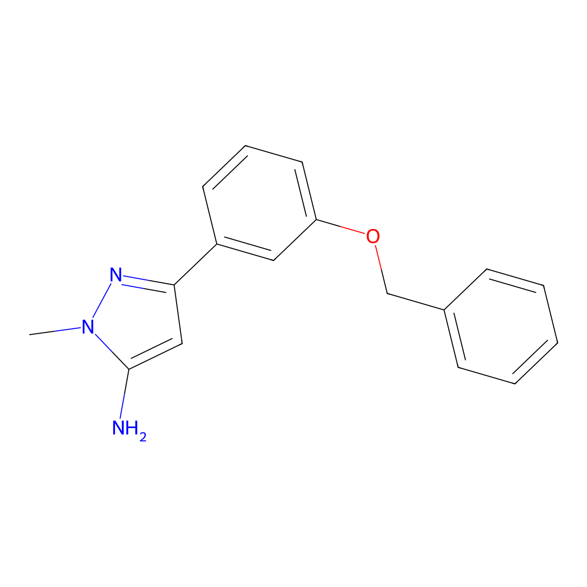 3-[3-(benzyloxy)phenyl]-1-methyl-1H-pyrazol-5-amine molecular structure, CAS 1856628-36-8