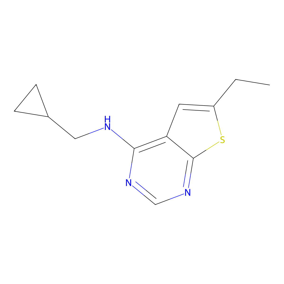 N-(cyclopropylmethyl)-6-ethylthieno[2,3-d]pyrimidin-4-amine molecular structure, CAS 1856656-53-5