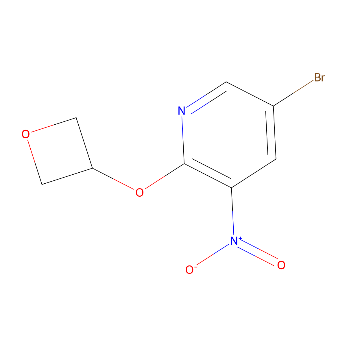 5-Bromo-3-nitro-2-(oxetan-3-yloxy)pyridine molecular structure, CAS 1856694-96-6