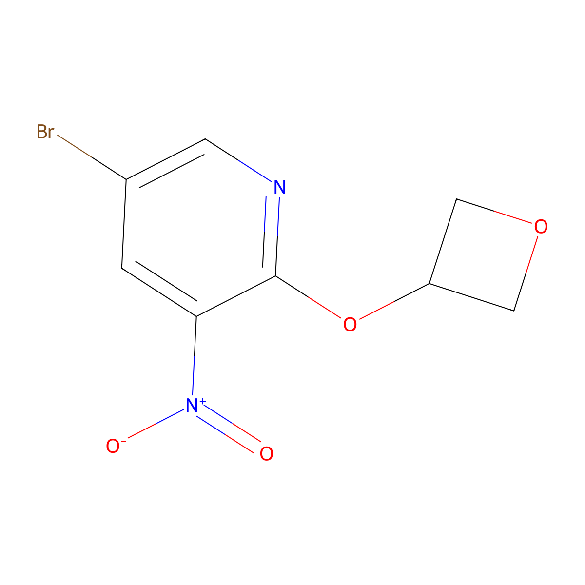 5-Bromo-3-nitro-2-(oxetan-3-yloxy)pyridine molecular structure, CAS 1856694-96-6