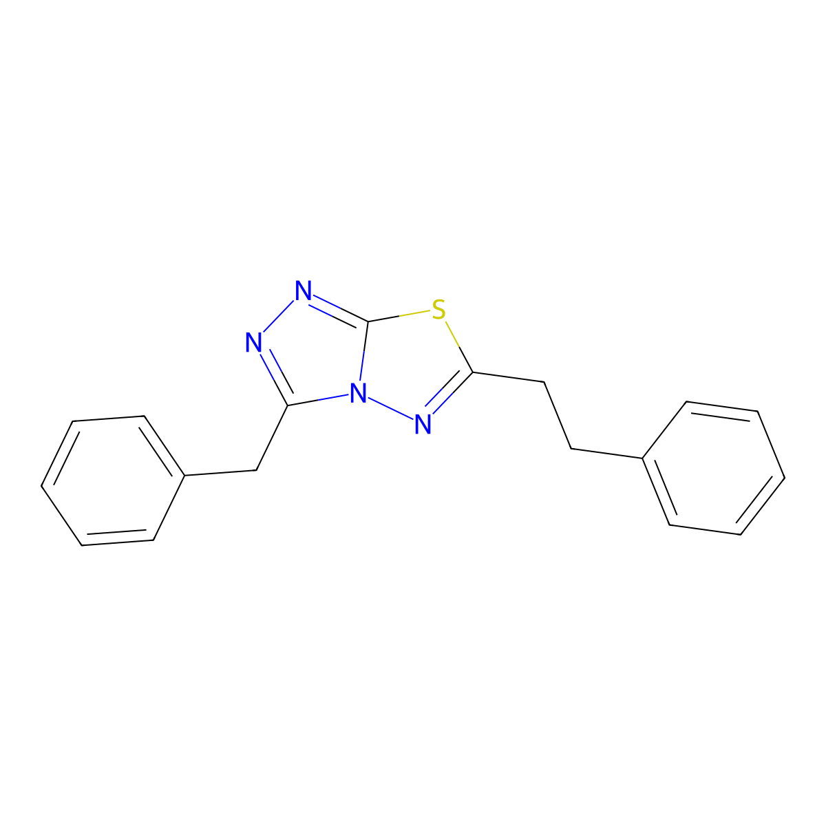 3-Benzyl-6-(2-phenylethyl)[1,2,4]triazolo[3,4-b][1,3,4]thiadiazole molecular structure, CAS 185671-62-9