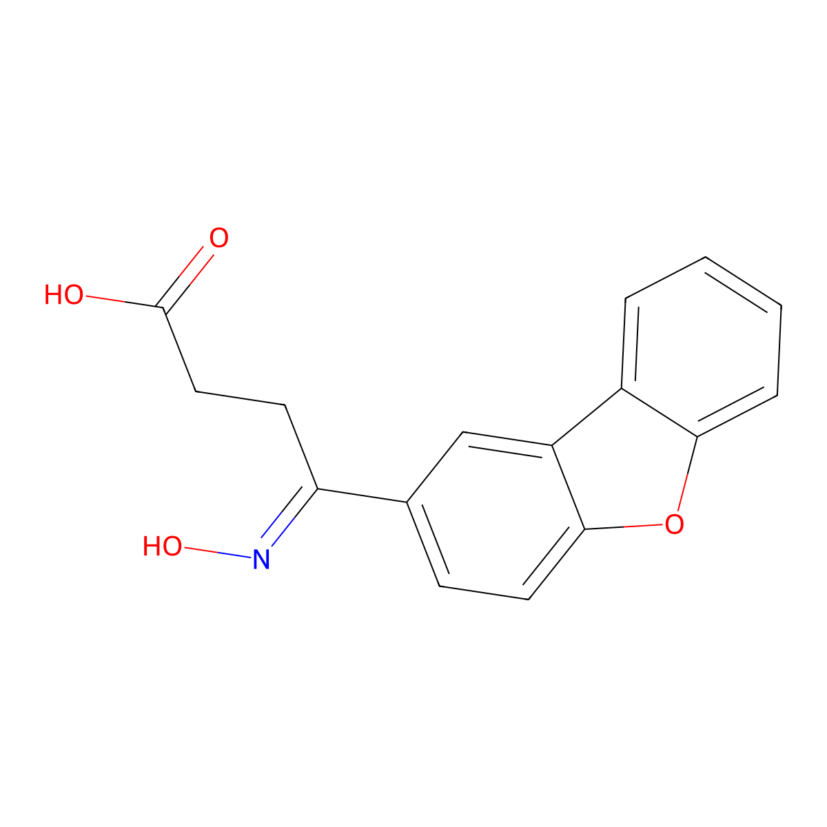 4-Dibenzofuran-2-yl-4-hydroxyiminobutanoic acid molecular structure, CAS 185672-77-9