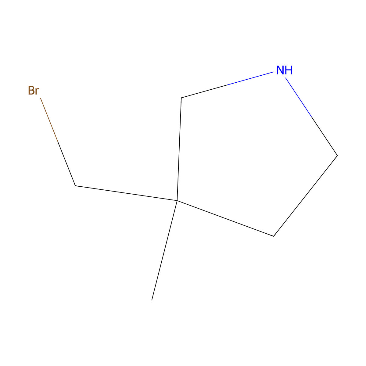 3-(Bromomethyl)-3-methylpyrrolidine molecular structure, CAS 1856783-02-2