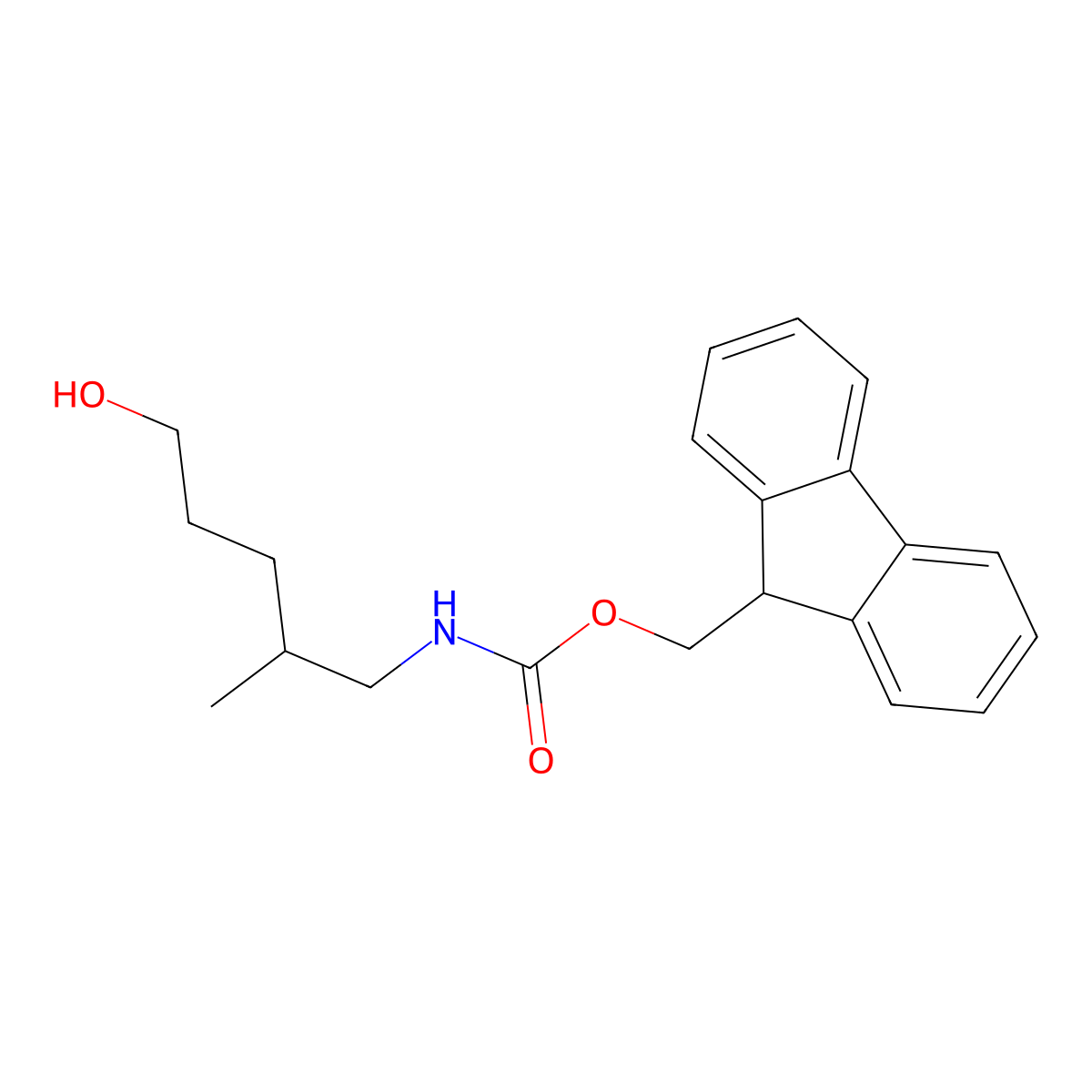 (9H-fluoren-9-yl)methyl N-(5-hydroxy-2-methylpentyl)carbamate molecular structure, CAS 1856788-75-4