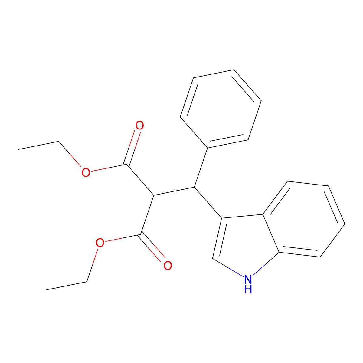 diethyl 2-[1H-indol-3-yl(phenyl)methyl]malonate molecular structure, CAS 185679-93-0