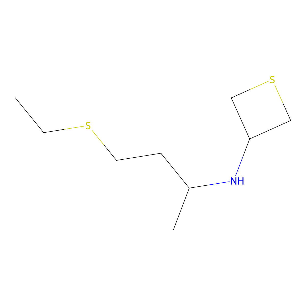 N-(4-(Ethylthio)butan-2-yl)thietan-3-amine molecular structure, CAS 1856797-18-6