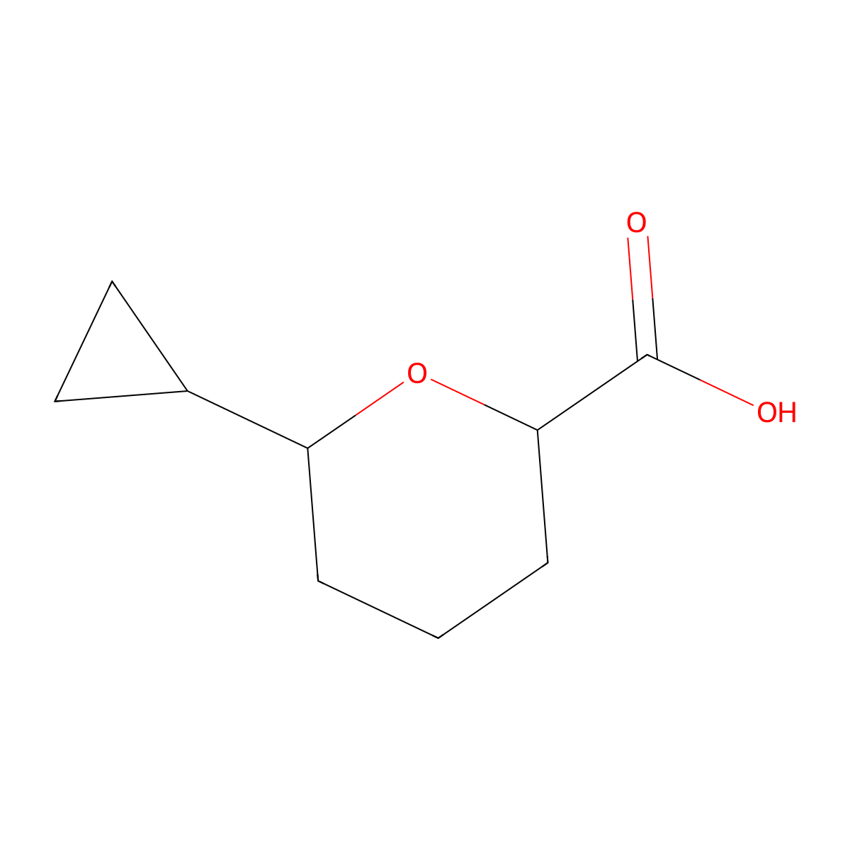 6-Cyclopropyloxane-2-carboxylic acid molecular structure, CAS 1856798-47-4
