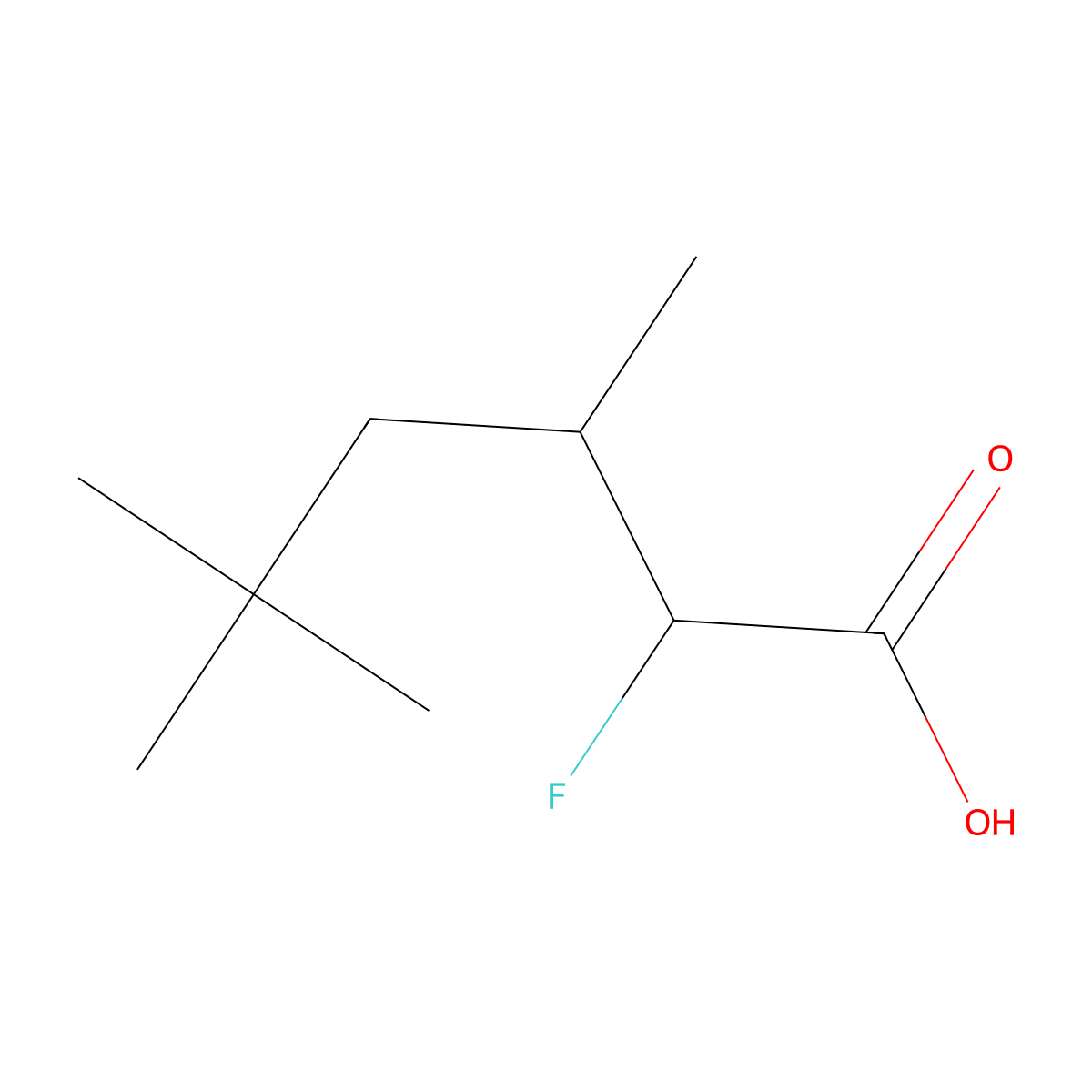 2-Fluoro-3,5,5-trimethylhexanoic acid molecular structure, CAS 1856798-91-8