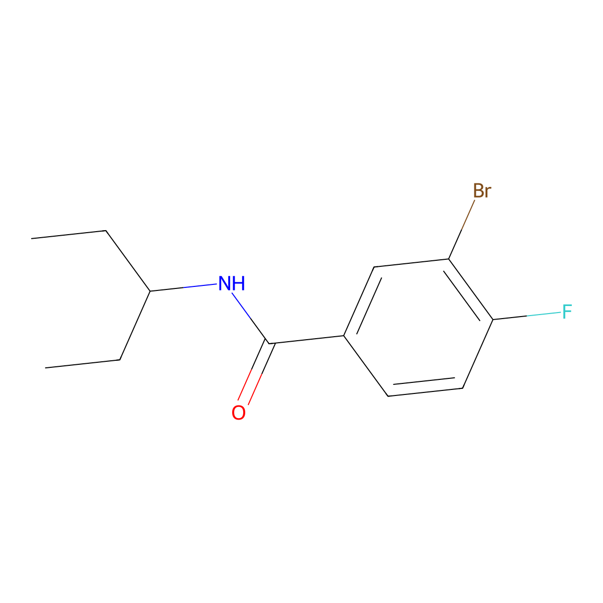 3-Bromo-N-(1-ethylpropyl)-4-fluorobenzamide molecular structure, CAS 1856801-70-1