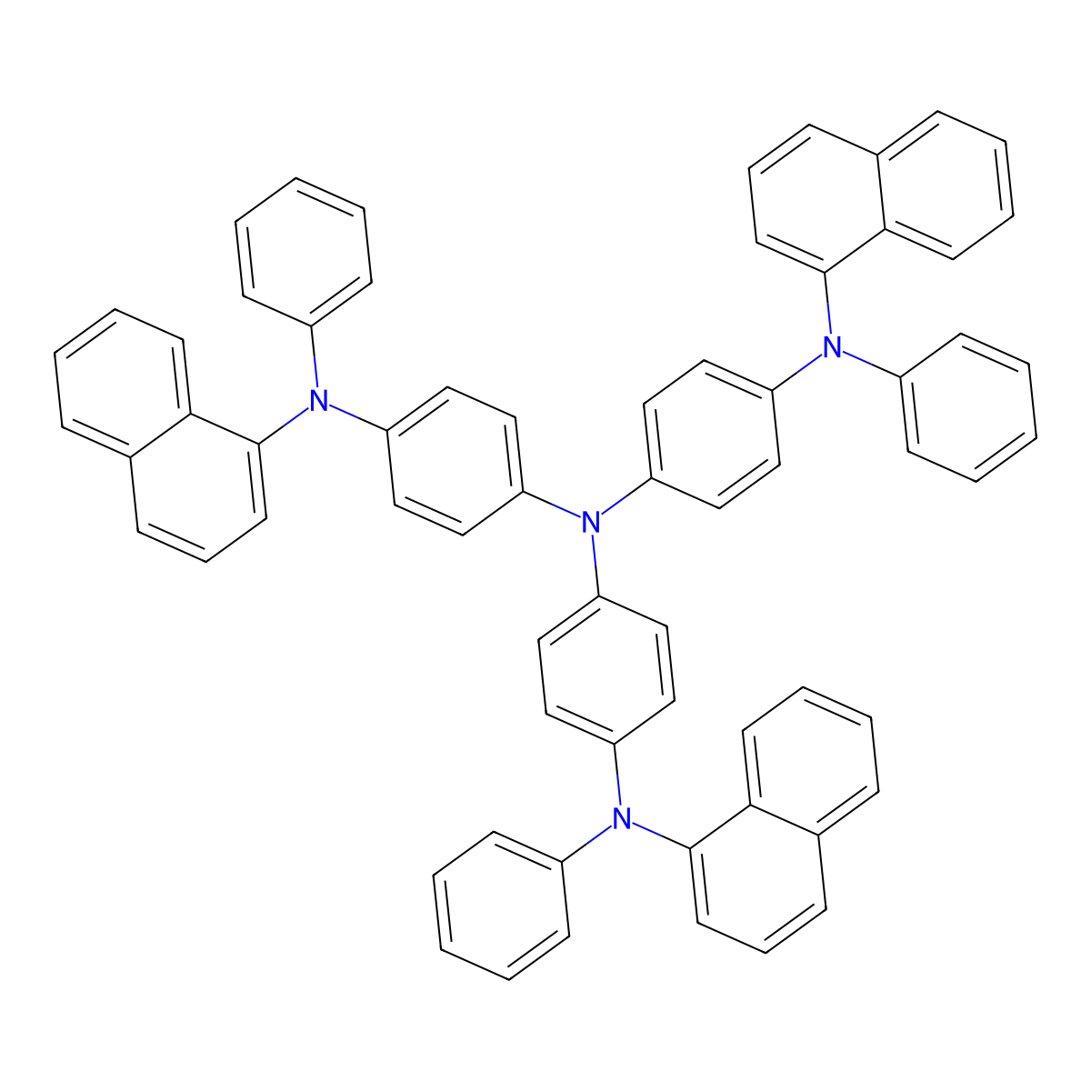 N1-(Naphthalen-1-yl)-N4,N4-bis(4-(naphthalen-1-yl(phenyl)amino)phenyl)-N1-phenylbenzene-1,4-diamine molecular structure, CAS 185690-39-5