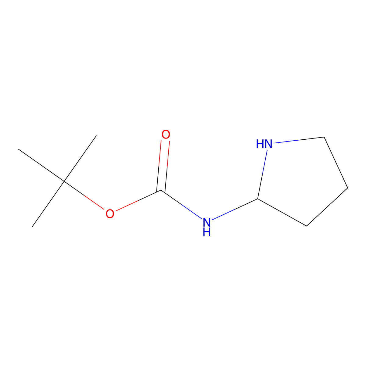 tert-Butyl pyrrolidin-2-ylcarbamate molecular structure, CAS 185693-00-9