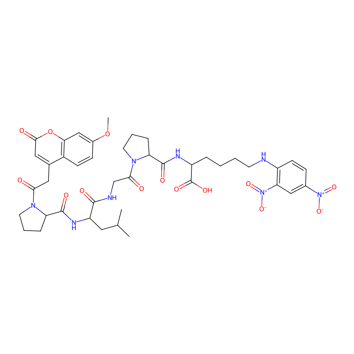 Mca-pro-leu-gly-pro-D-lys(dnp)-OH molecular structure, CAS 185698-23-1
