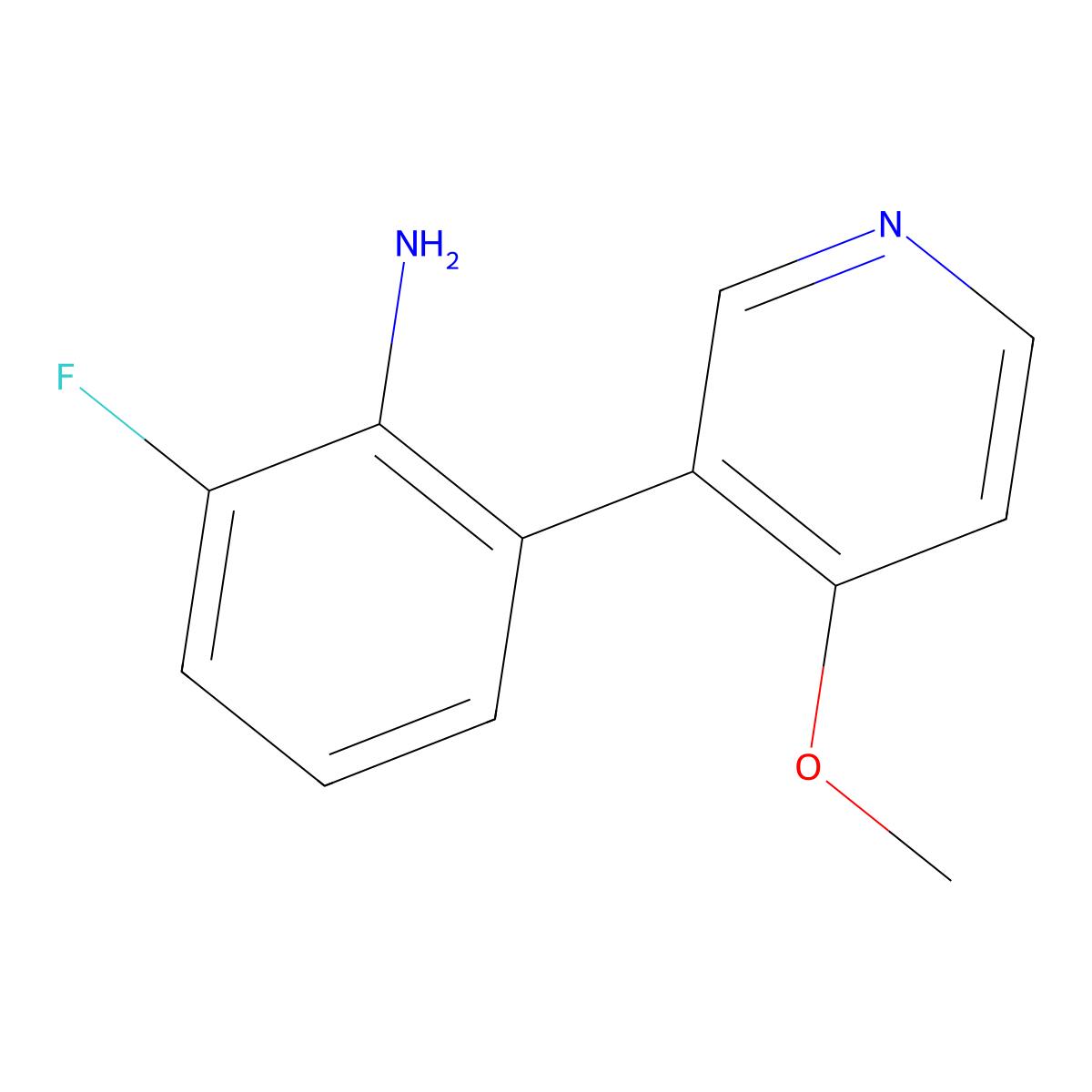 2-Fluoro-6-(4-methoxy-3-pyridinyl)benzenamine molecular structure, CAS 1856988-12-9