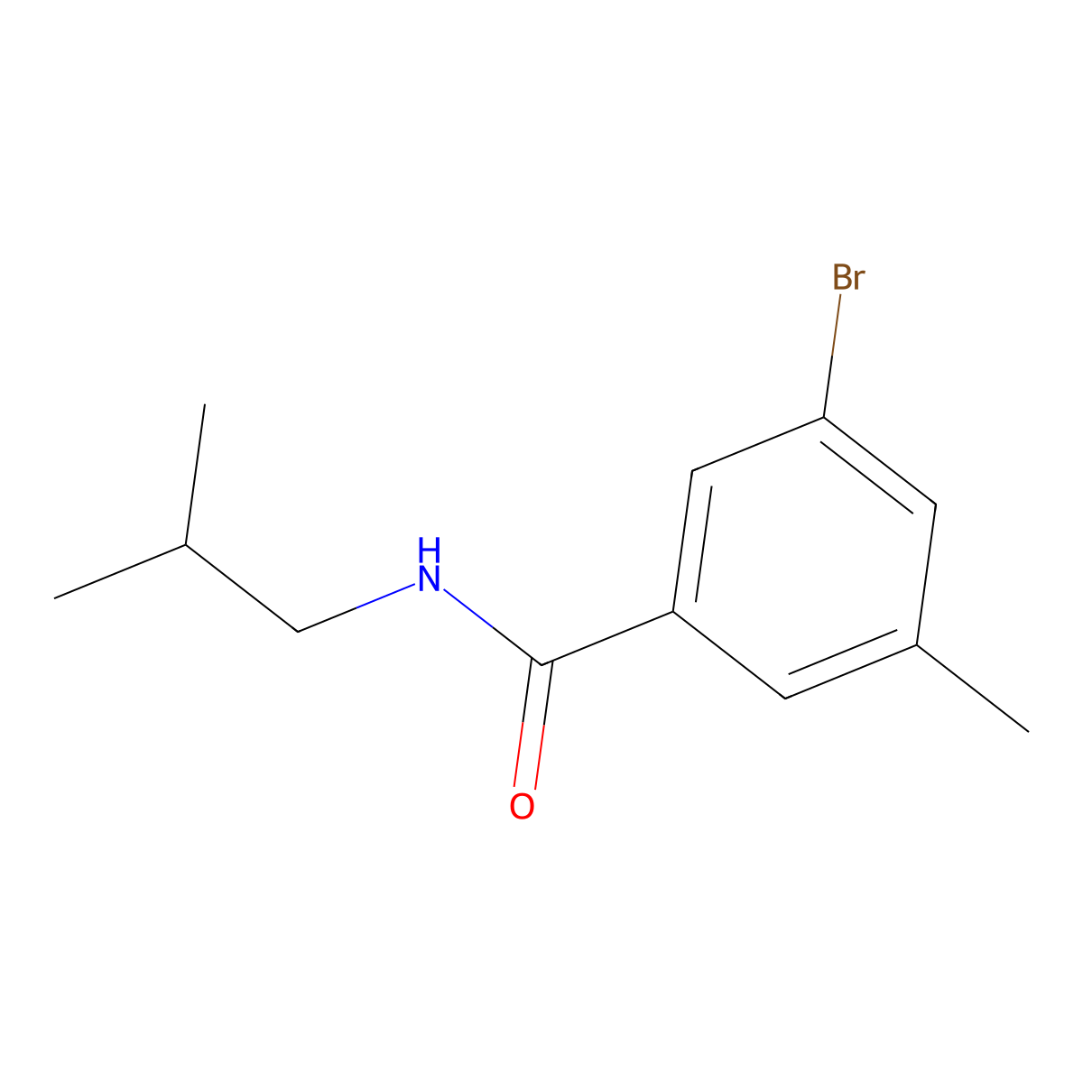 3-Bromo-5-methyl-N-(2-methylpropyl)benzamide molecular structure, CAS 1857027-13-4