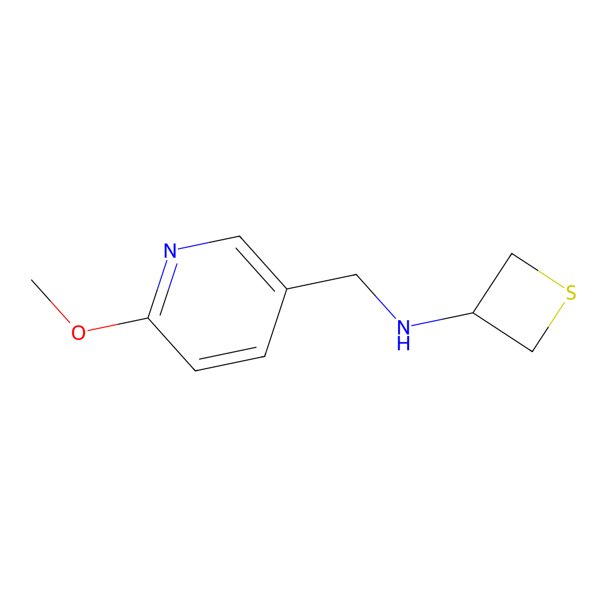 N-((6-Methoxypyridin-3-yl)methyl)thietan-3-amine molecular structure, CAS 1857044-20-2