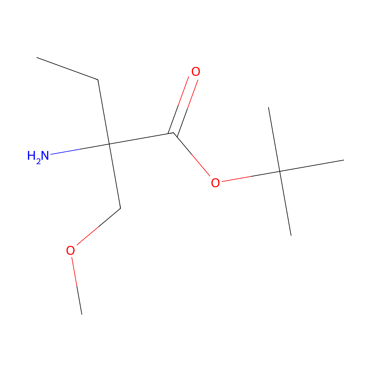 Tert-butyl 2-amino-2-(methoxymethyl)butanoate molecular structure, CAS 1857058-53-7