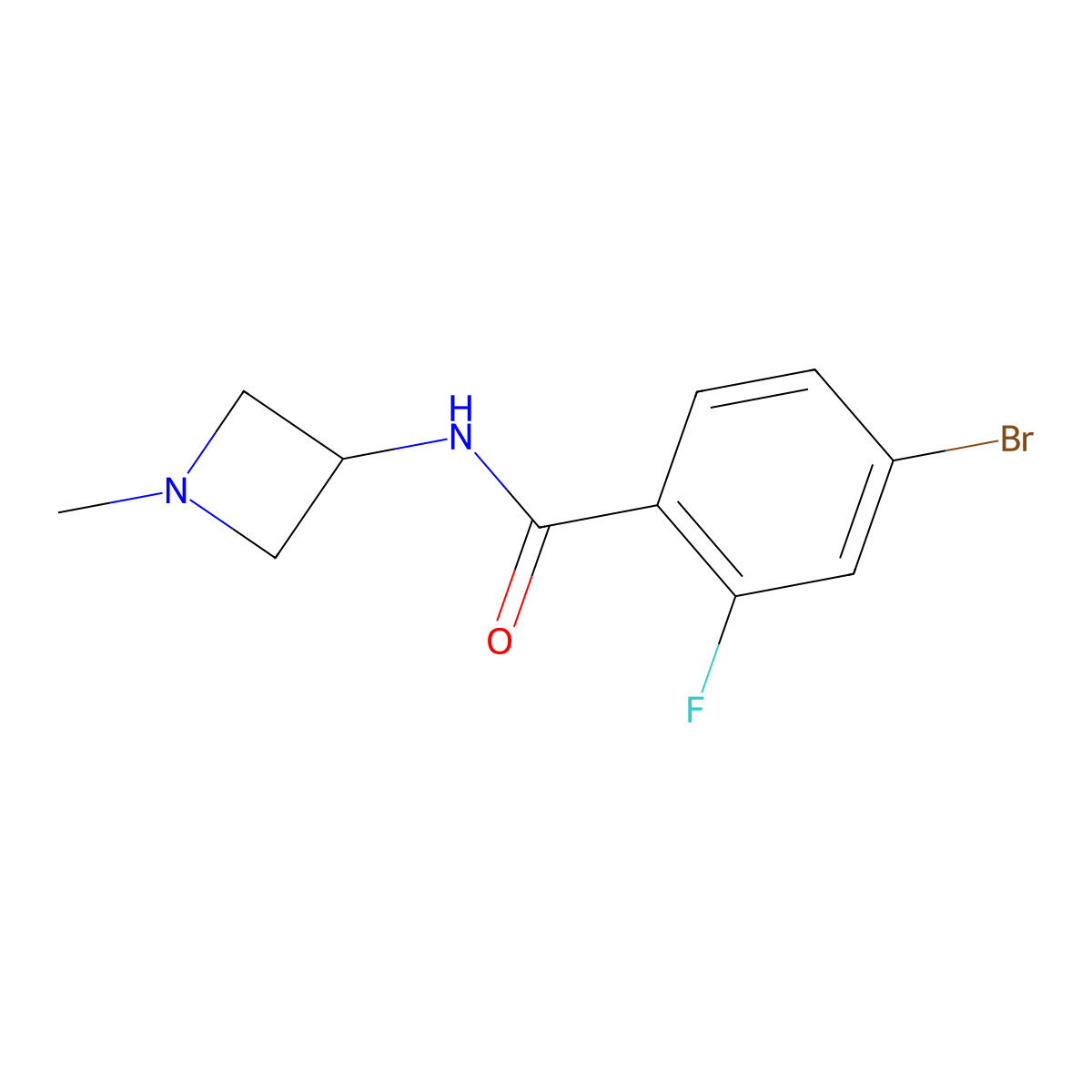4-Bromo-2-fluoro-N-(1-methyl-3-azetidinyl)benzamide molecular structure, CAS 1857077-06-5