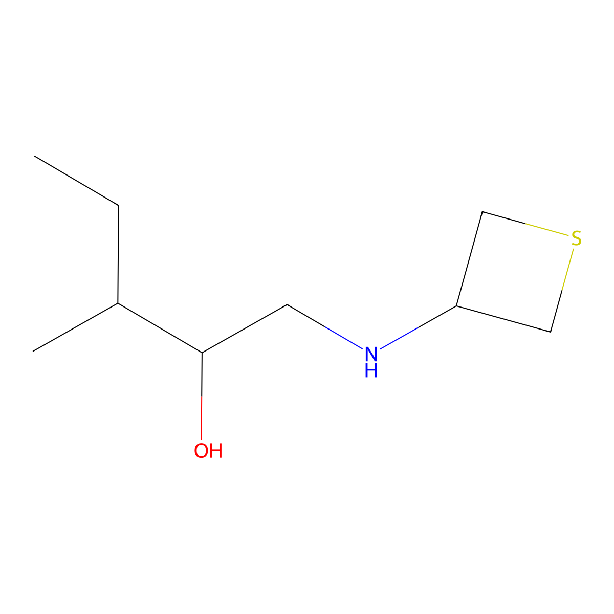 3-Methyl-1-(thietan-3-ylamino)pentan-2-ol molecular structure, CAS 1857146-79-2