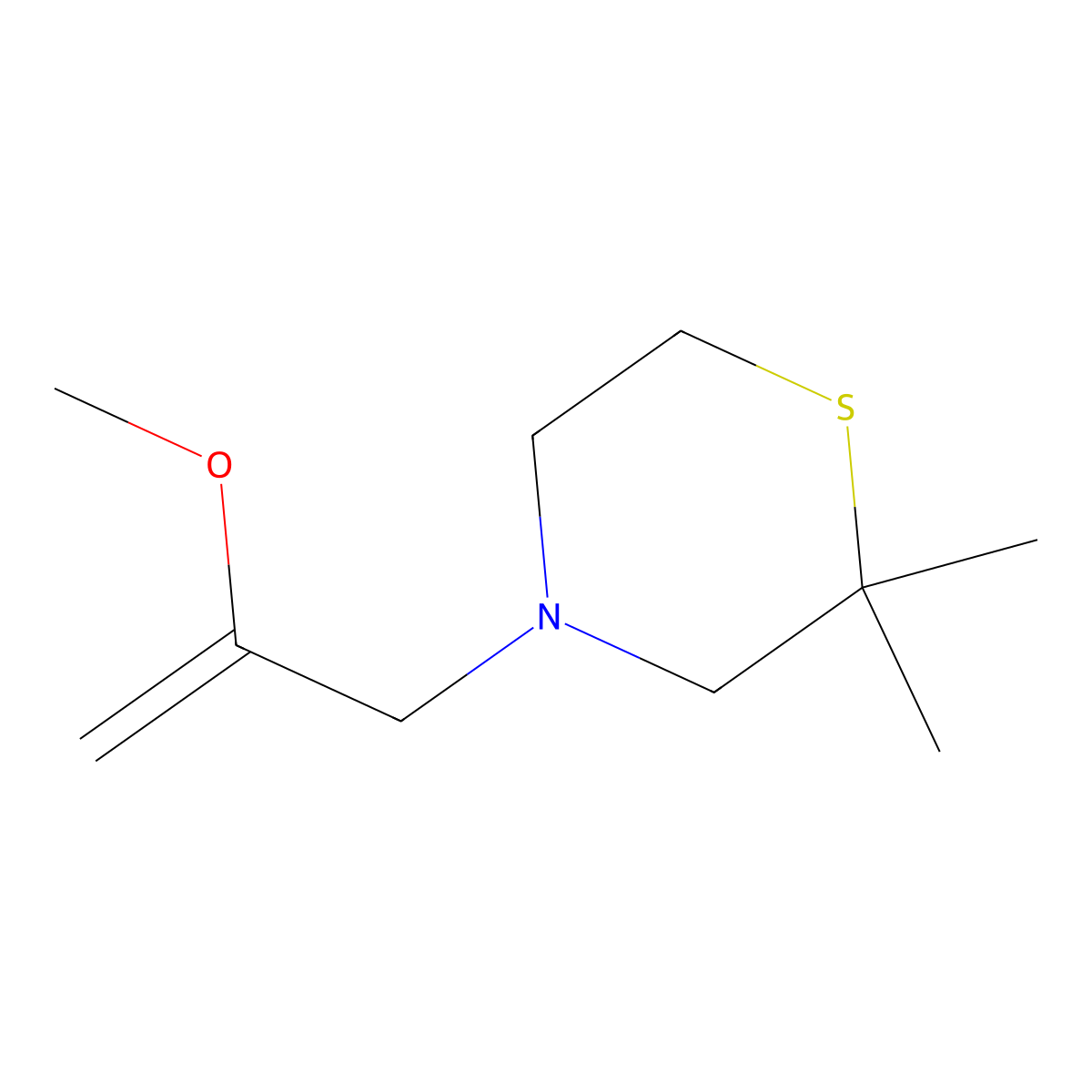 4-(2-Methoxyprop-2-en-1-yl)-2,2-dimethylthiomorpholine molecular structure, CAS 1857214-13-1