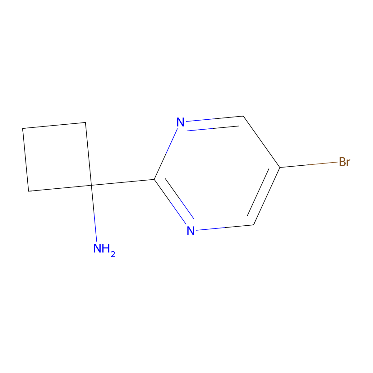1-(5-Bromopyrimidin-2-yl)cyclobutan-1-amine molecular structure, CAS 1857222-04-8