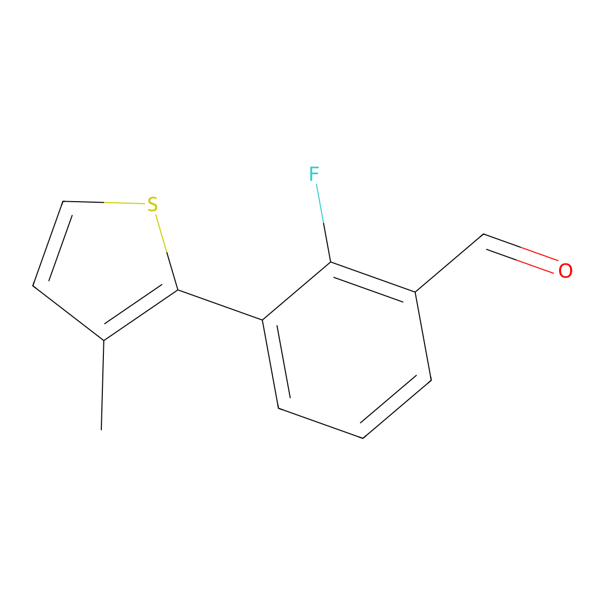 2-Fluoro-3-(3-methylthiophen-2-yl)benzaldehyde molecular structure, CAS 1857249-24-1